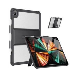 Black & Clear iPad Pro 12.9 2021 Case 5th Generation with Pencil Holder Case